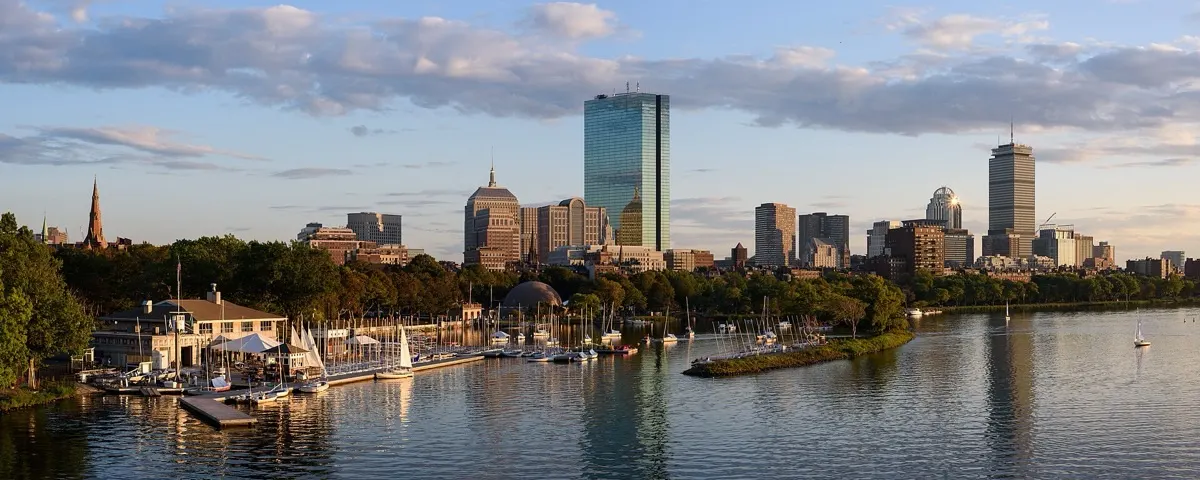 Boston's Back Bay skyline and the Charles River seen from the Longfellow Bridge
