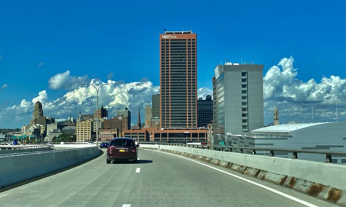 Downtown Buffalo, New York skyline seen from the waterfront