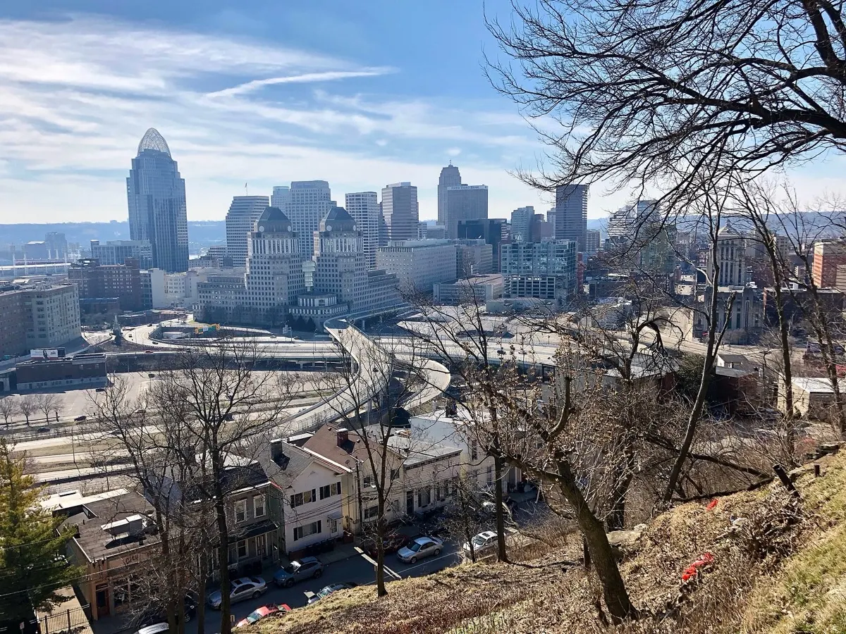 Downtown Cincinnati skyline seen from Mount Adams