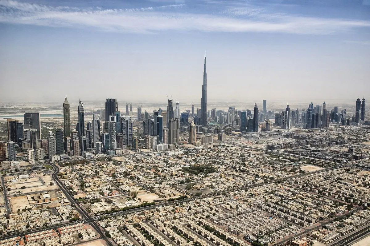 Dubai skyline with the Burj Khalifa towering over the city