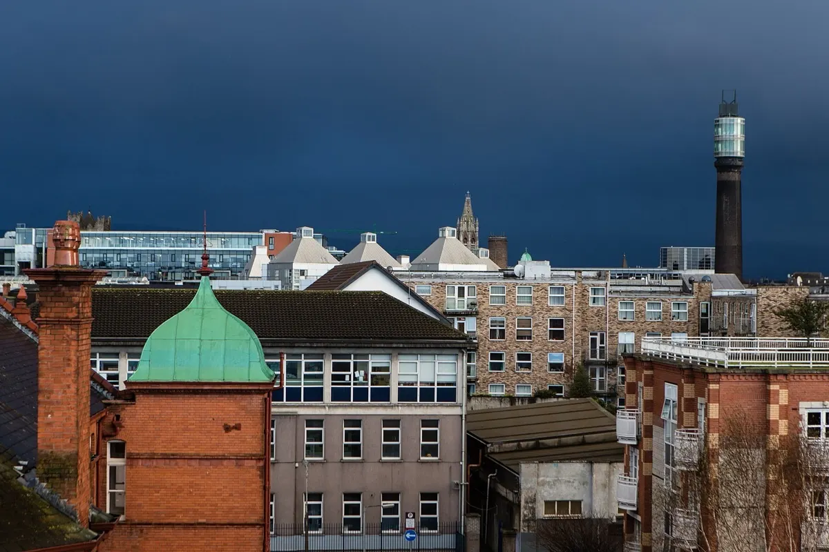 Rooftop view over the Dublin cityscape