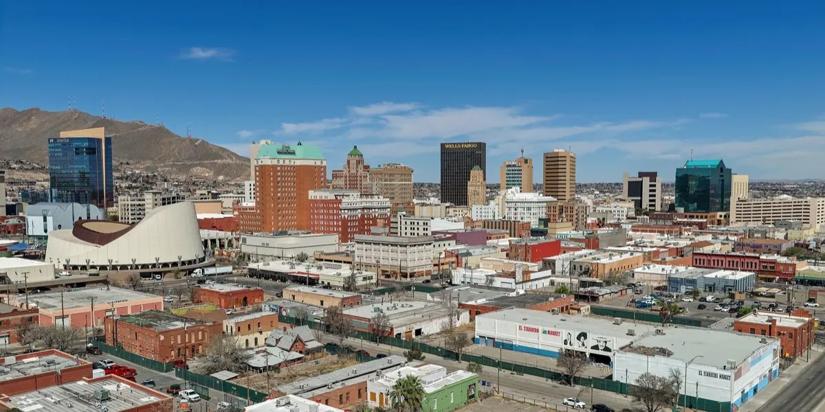 Downtown El Paso skyline with the Franklin Mountains in the background