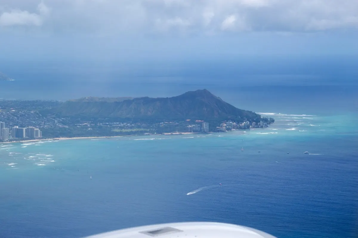 Aerial view of Honolulu with Waikiki and Diamond Head