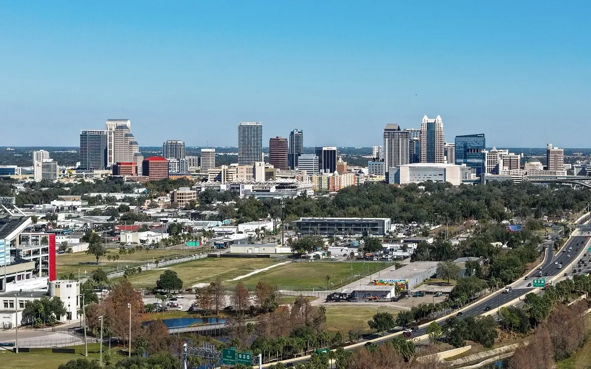 Aerial view of the Orlando, Florida skyline