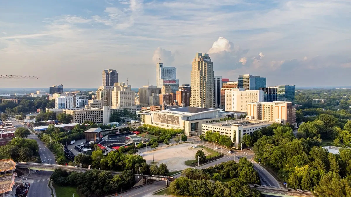 Downtown Raleigh skyline at dusk