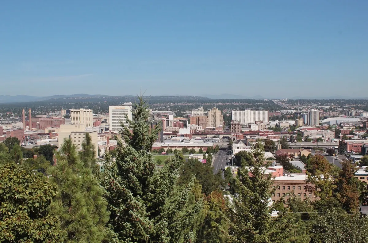 Spokane, Washington skyline seen from Edwidge Woldson Park
