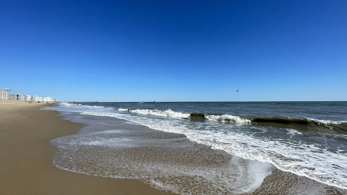 Wide sandy beach at the Virginia Beach oceanfront