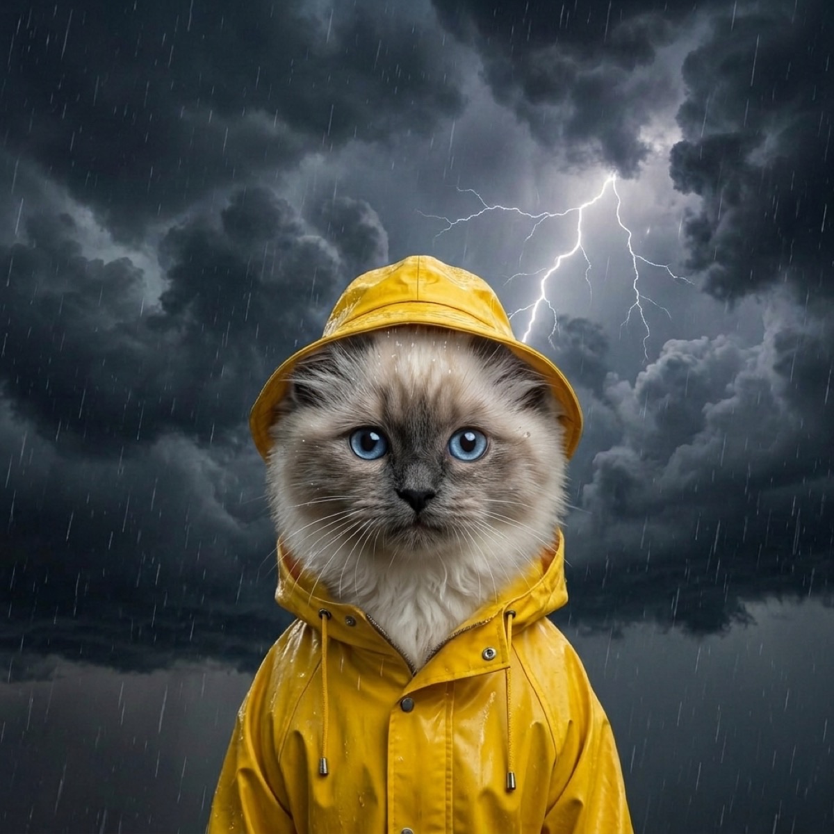 Maple the cat during a storm, the start of an outage where the house slowly stops being climate controlled