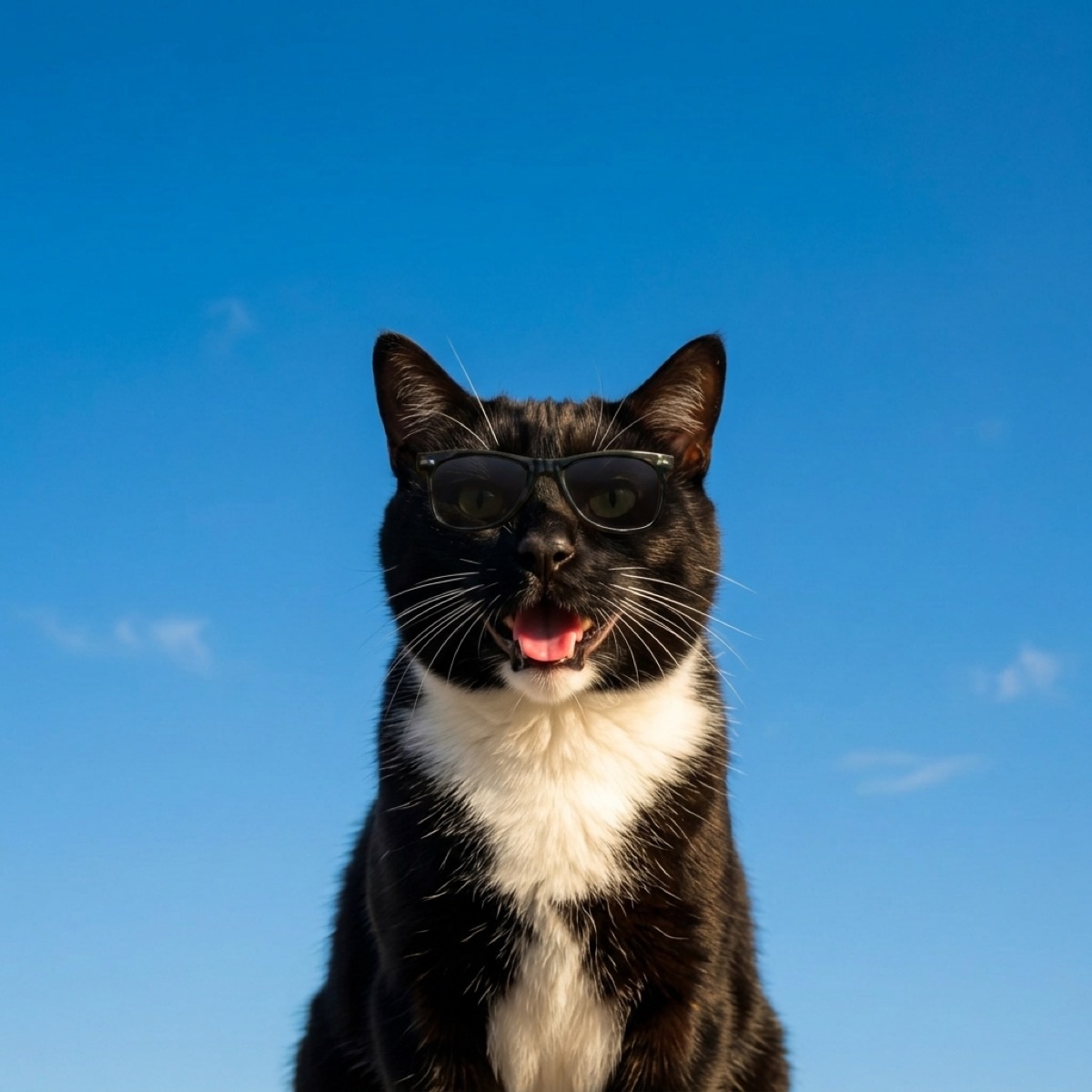 Tonka, a cat, lounging in warm sunshine on a bright summer day