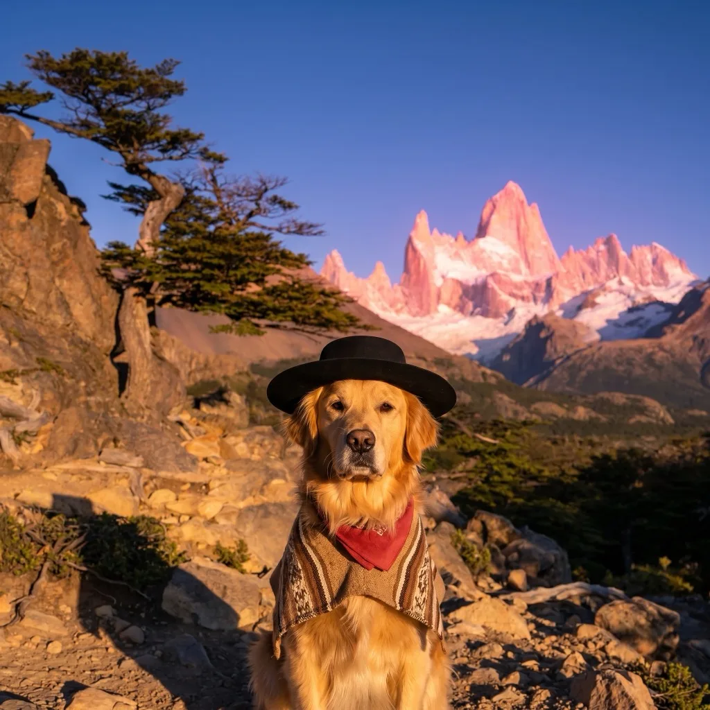 A pet shown in the Argentina Traveler WeatherPets style pack