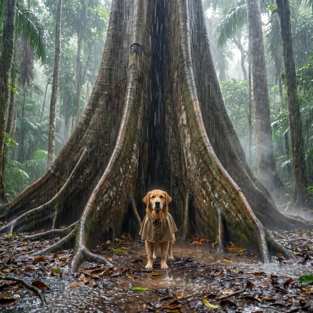 Brazil Traveler — Amazon rainforest boardwalk in heavy tropical rain