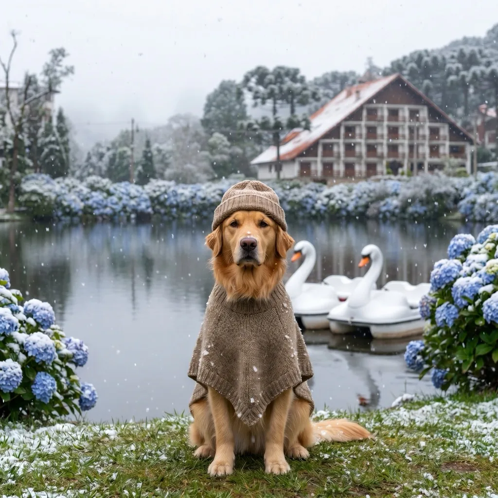Brazil Traveler — Gramado's Bavarian-style main street in Serra Gaucha under rare light snow