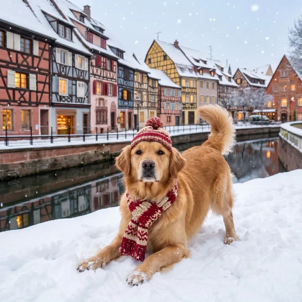 France Traveler — Colmar half-timbered old town in snow, Alsace