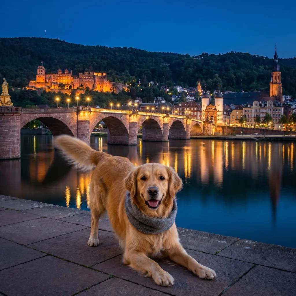 Germany Traveler — Heidelberg Old Bridge with the castle above, blue hour