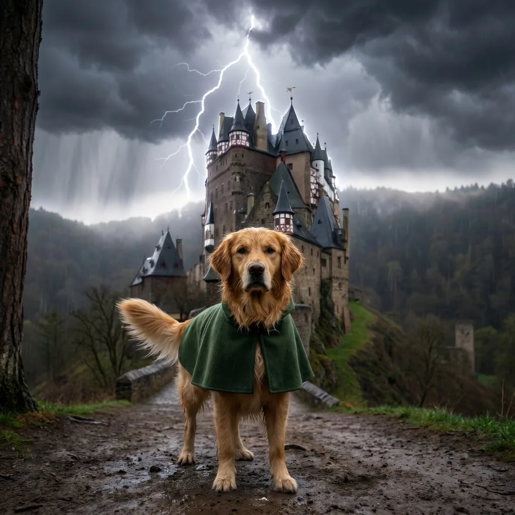 Germany Traveler — Burg Eltz castle in its forest valley, storm overhead
