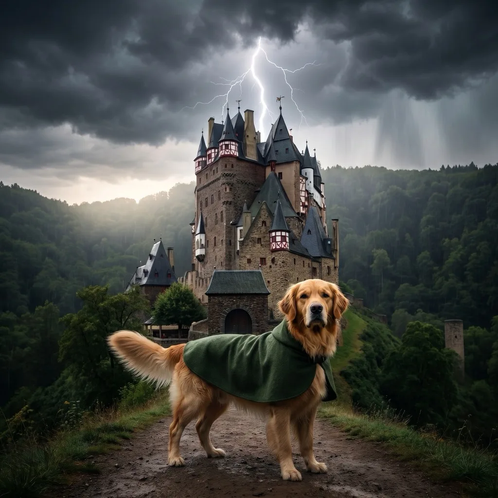 Germany Traveler — Burg Eltz castle in its forest valley, storm overhead