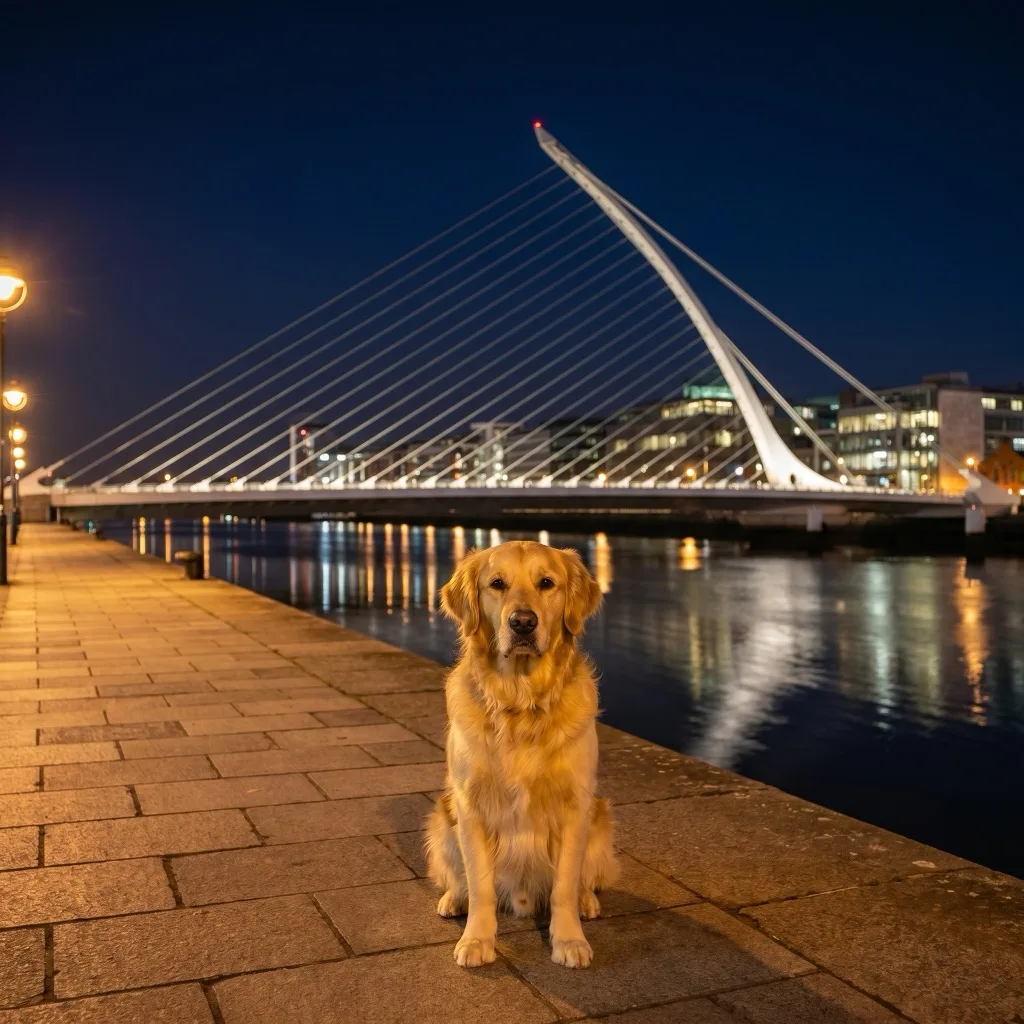 Ireland Traveler — Samuel Beckett Bridge at night, Dublin docklands