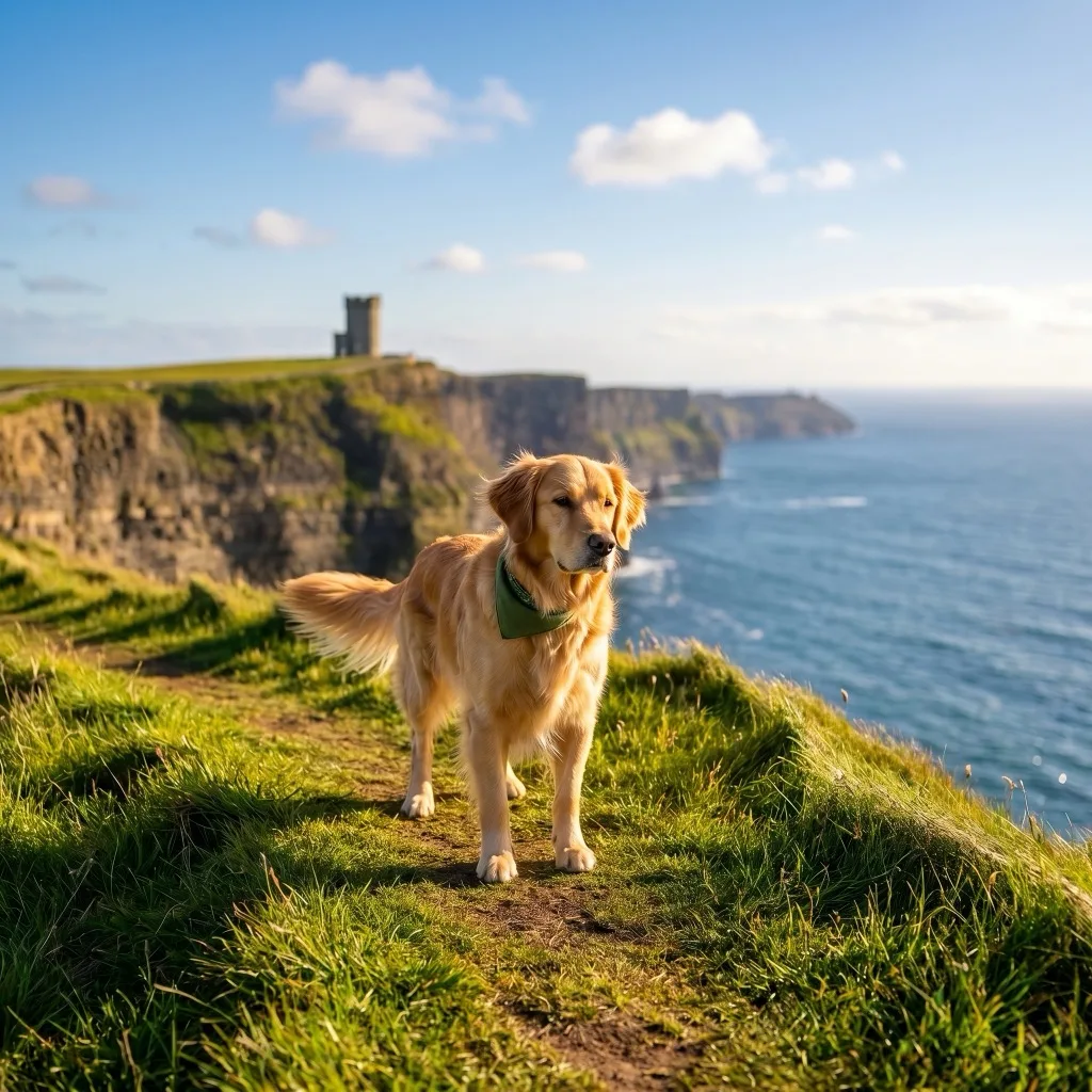 A pet shown in the Ireland Traveler WeatherPets style pack