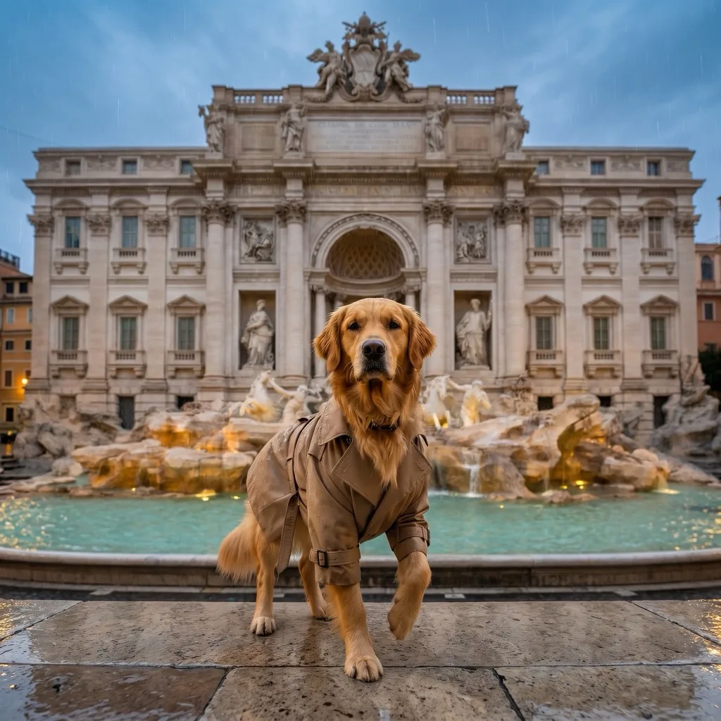 Italy Traveler — Trevi Fountain in rain, Rome