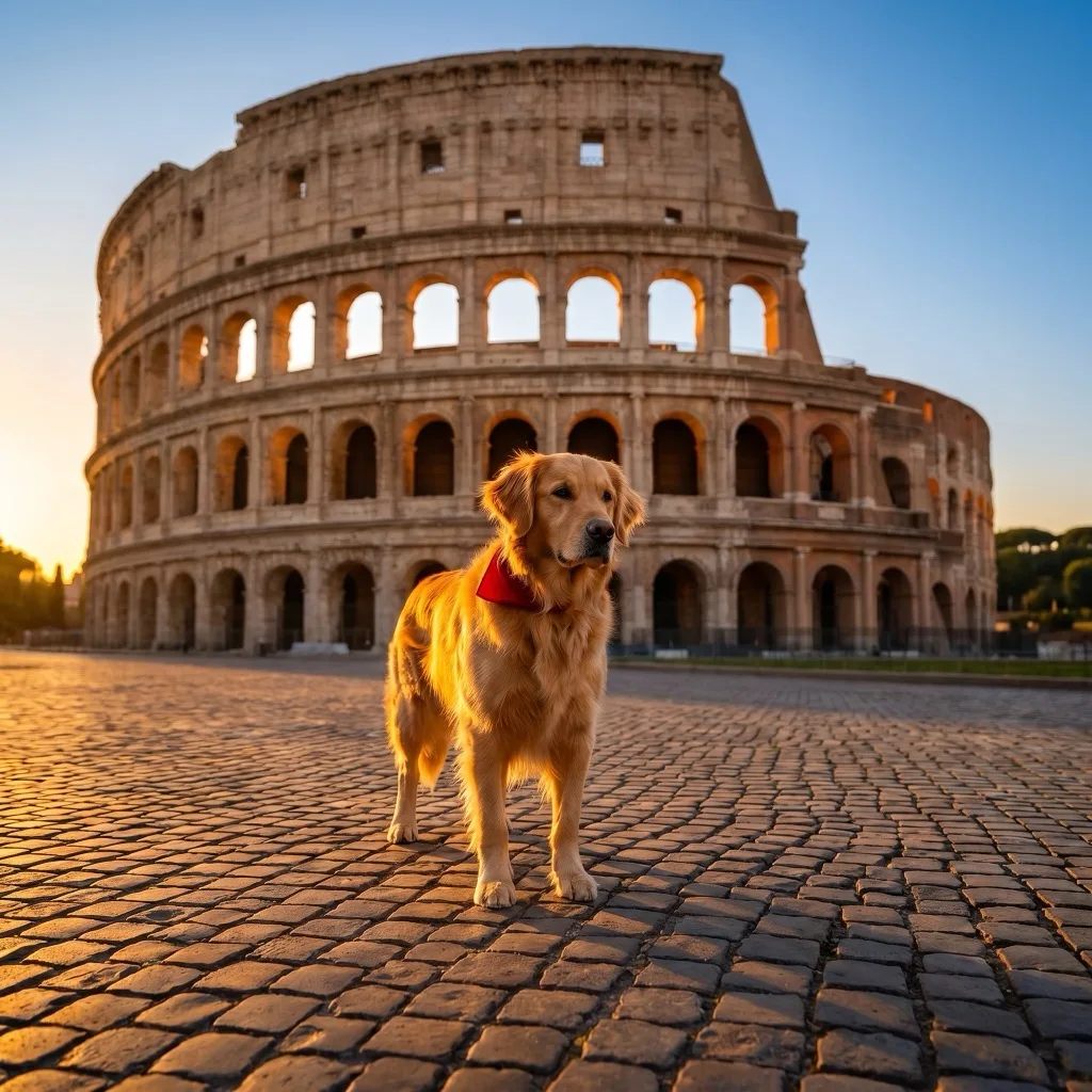 A pet shown in the Italy Traveler WeatherPets style pack