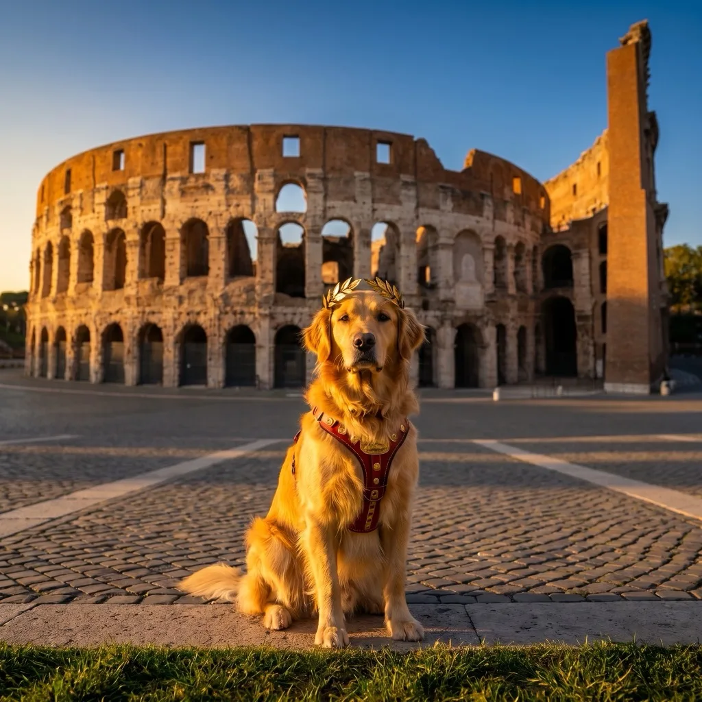 A pet shown in the Italy Traveler WeatherPets style pack