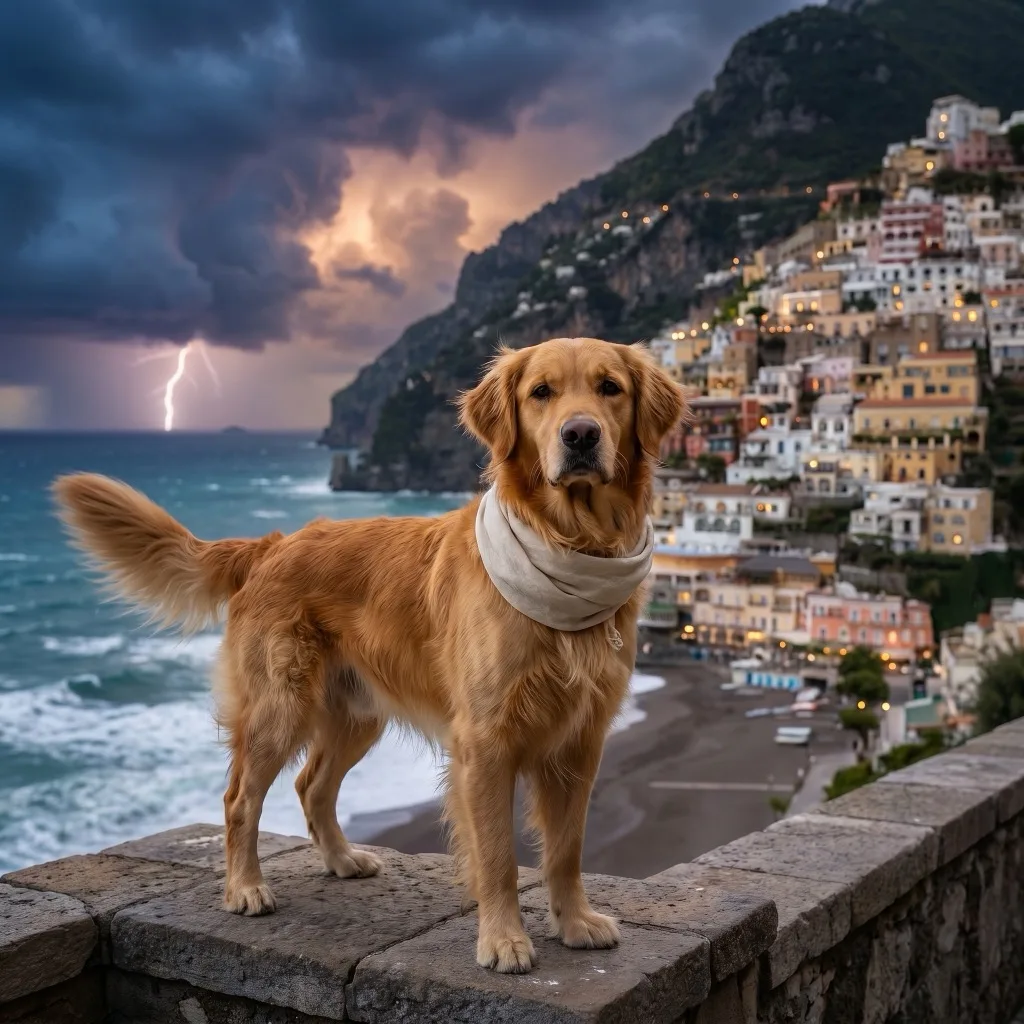Italy Traveler — Positano cliffside village, storm over the Tyrrhenian sea