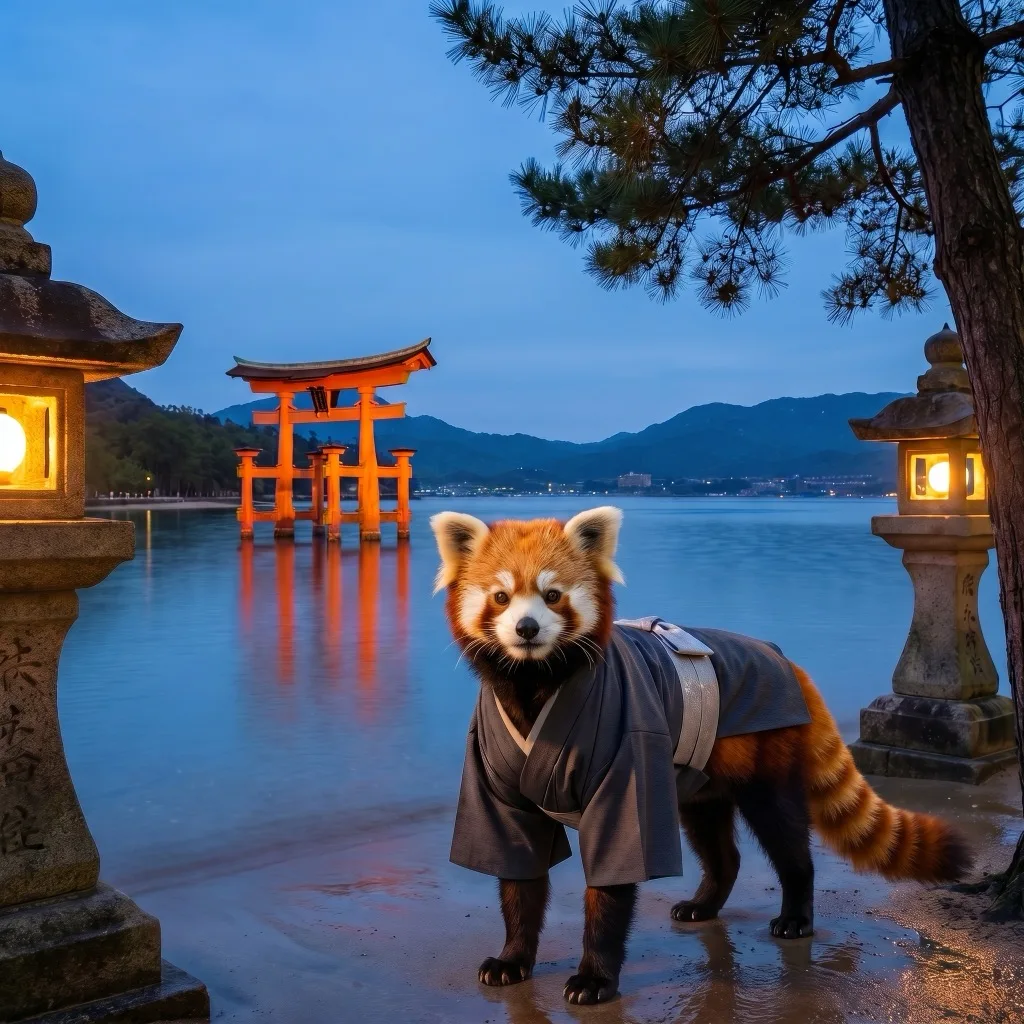 Japan Traveler — Itsukushima floating torii gate at Miyajima under a moonlit sky
