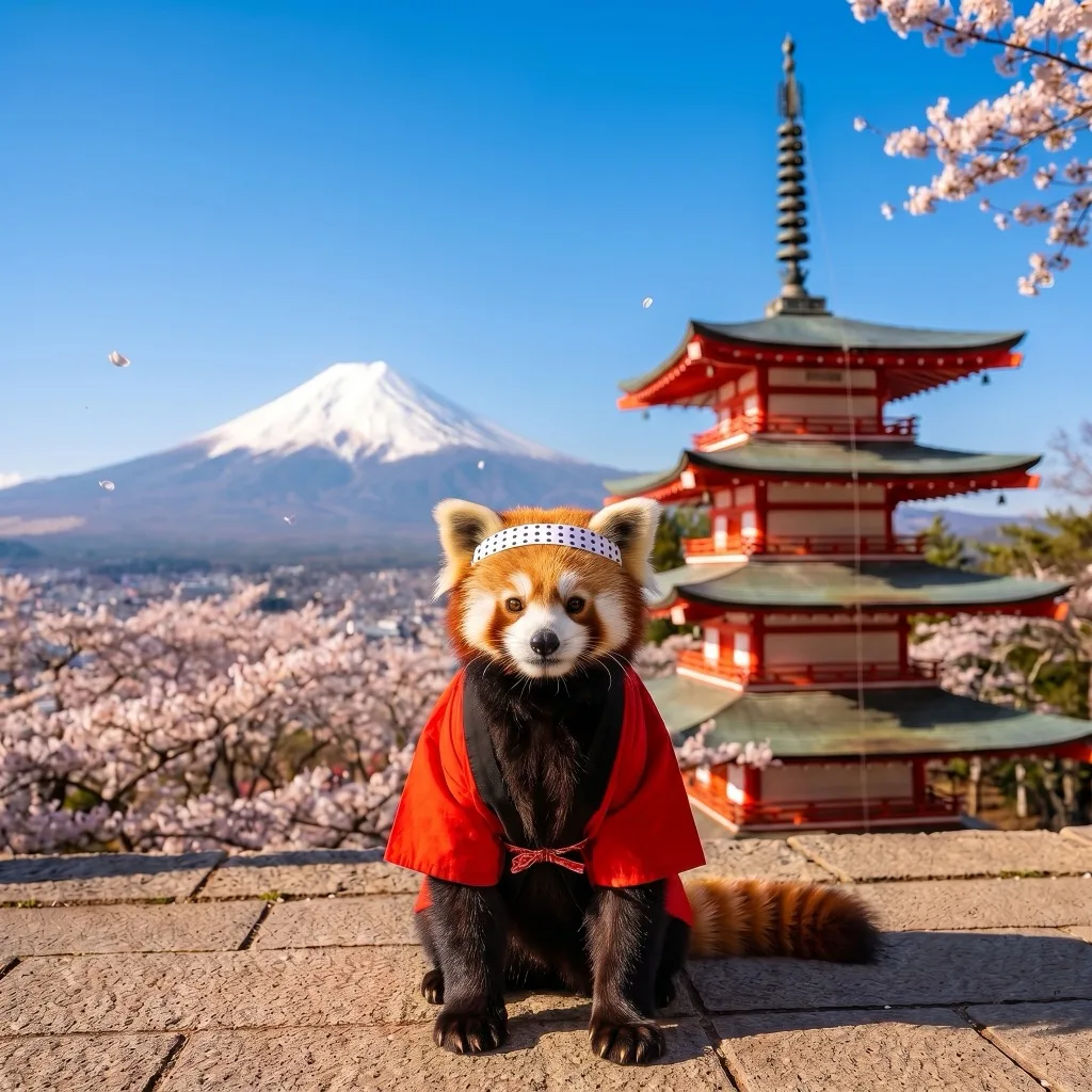 A pet shown in the Japan Traveler WeatherPets style pack