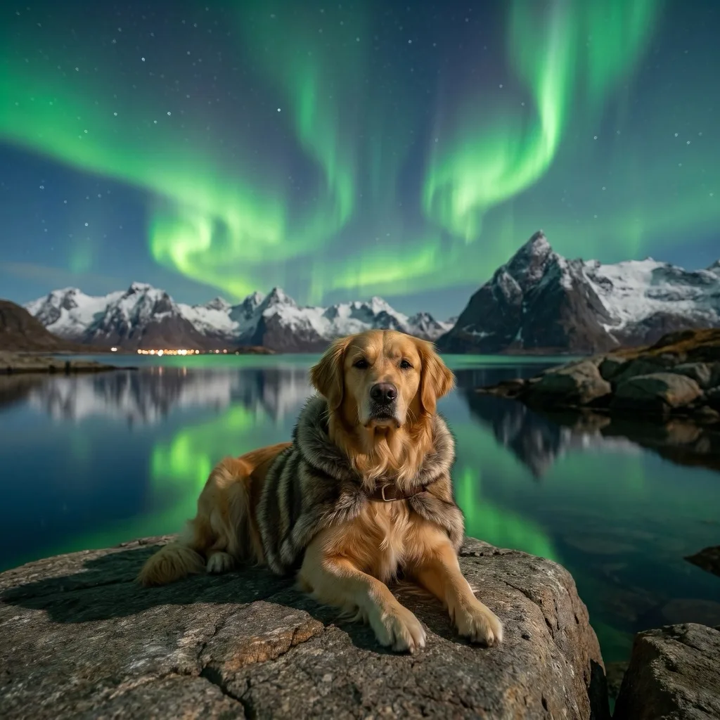 Norway Traveler — Lofoten shoreline under the Northern Lights