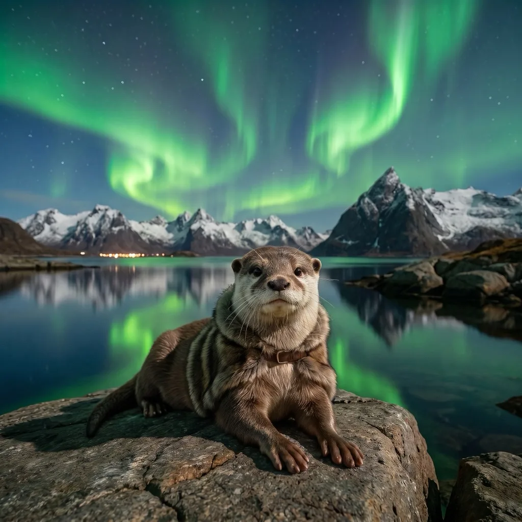 Norway Traveler — Lofoten shoreline under the Northern Lights