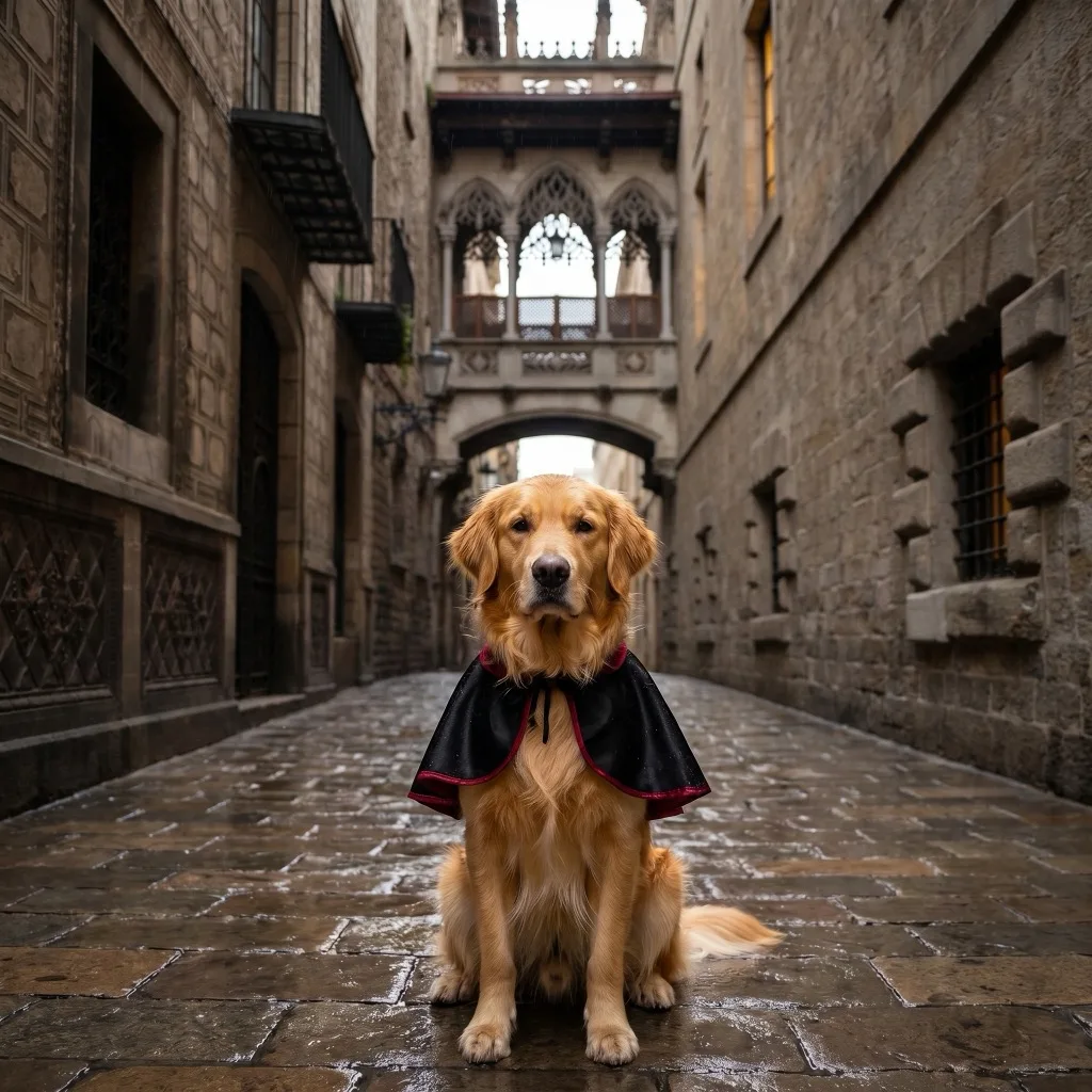 Spain Traveler — Gothic Quarter narrow lane in rain, Barcelona