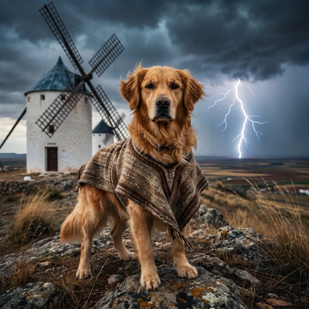 Spain Traveler — Consuegra windmills on the ridge, La Mancha, storm overhead