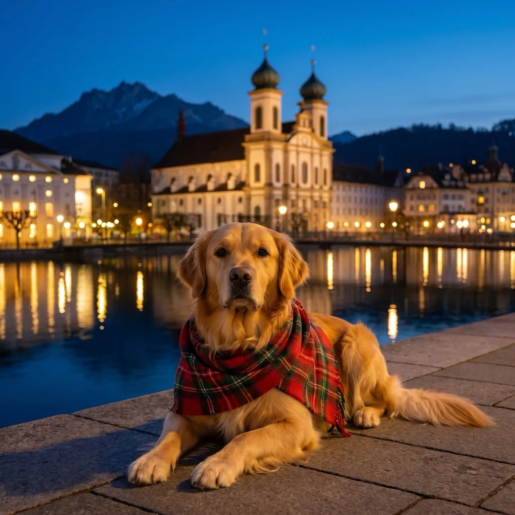 Switzerland Traveler — Lucerne old town waterfront at blue hour