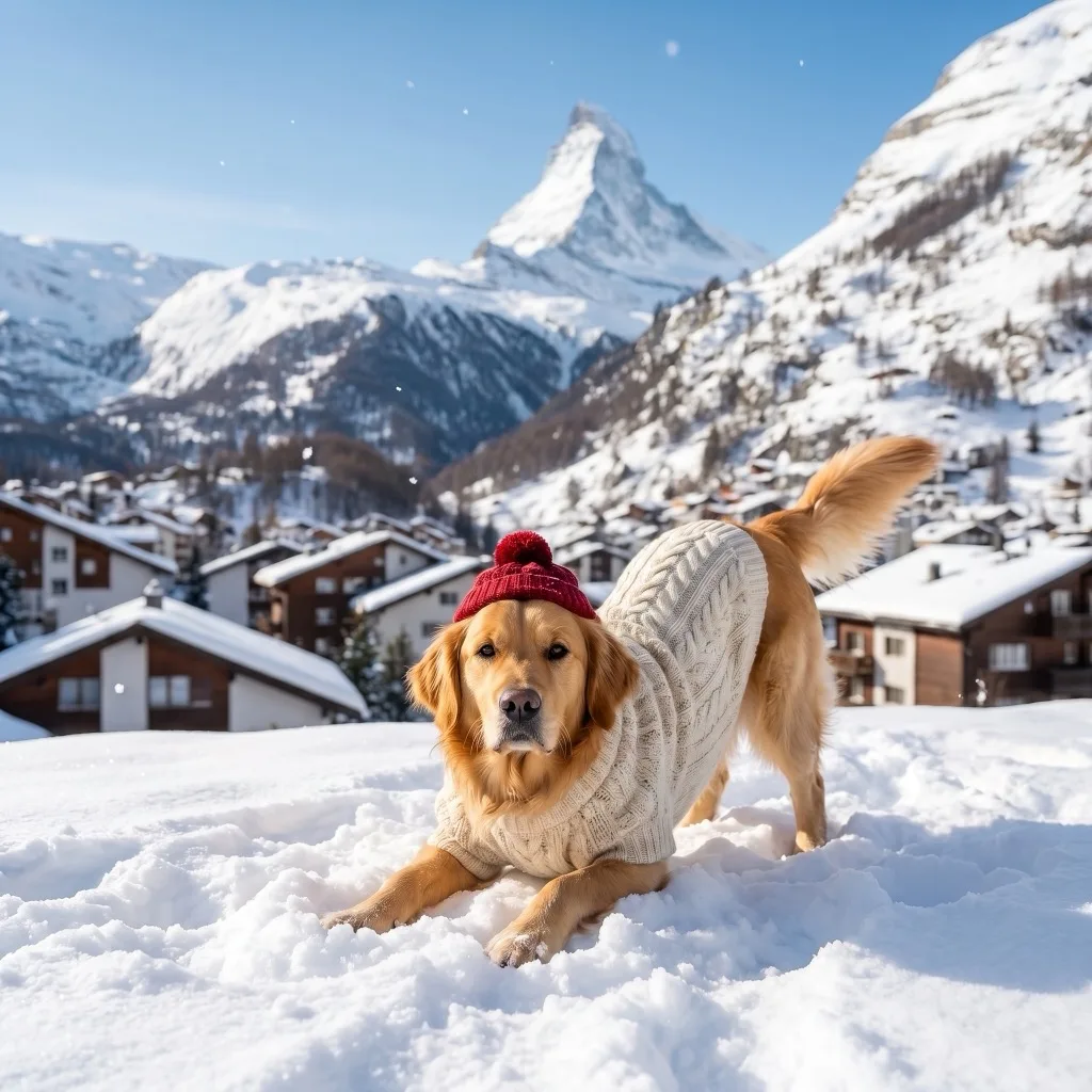 Switzerland Traveler — Zermatt snowy chalet village with the Matterhorn behind