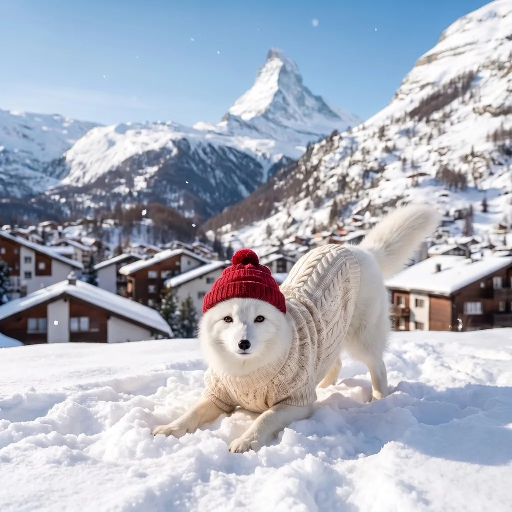 Switzerland Traveler — Zermatt snowy chalet village with the Matterhorn behind