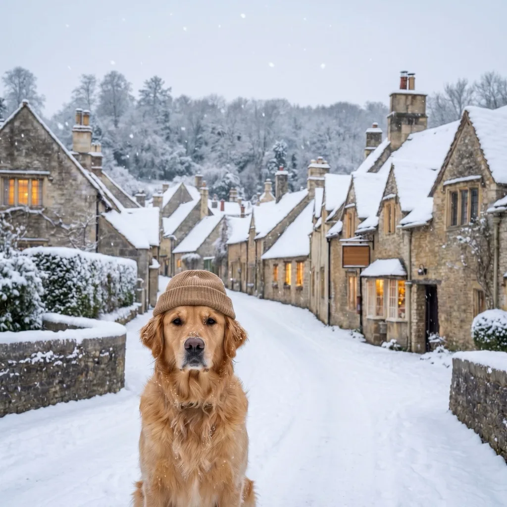UK Traveler — Castle Combe village street, Cotswolds, in snowfall