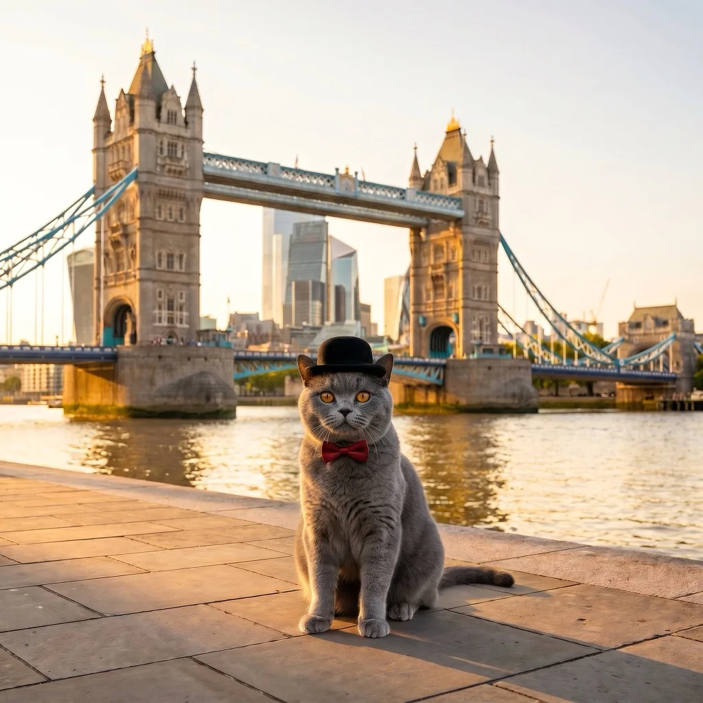 UK Traveler — Tower Bridge from the Thames bank, London, bright summer day