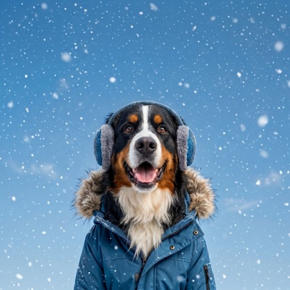 Bernie in a snowy scene