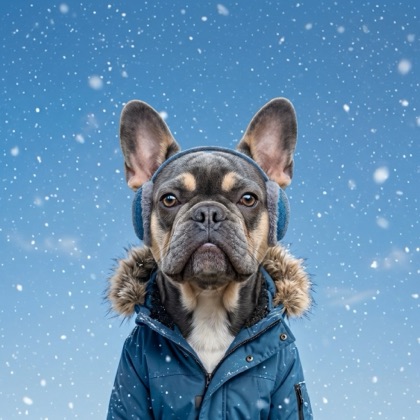 Frenchy in a snowy scene