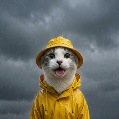 Hugh in a rainy scene