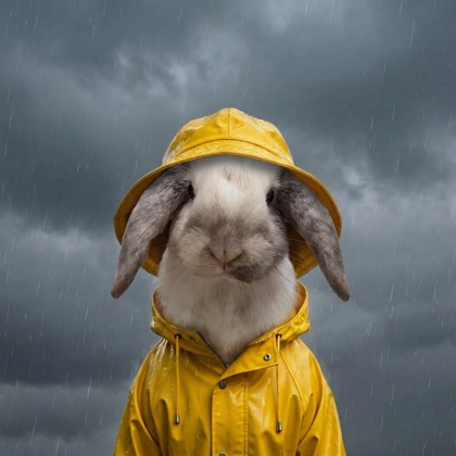 Jumper in a rainy scene