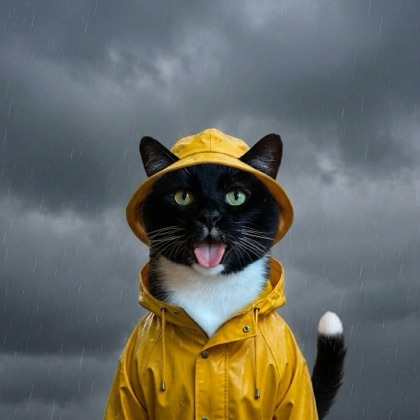 Tonka in a rainy scene