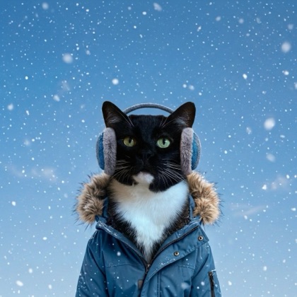 Tonka in a snowy scene