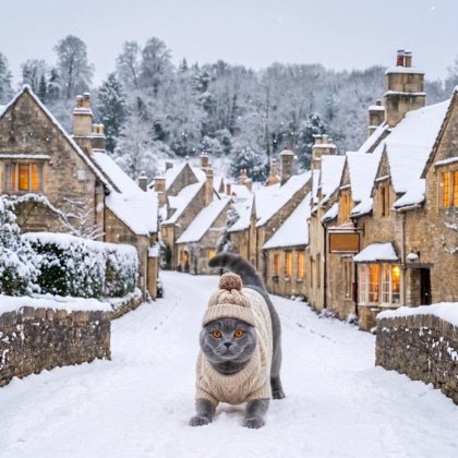 Winston in a snowy scene